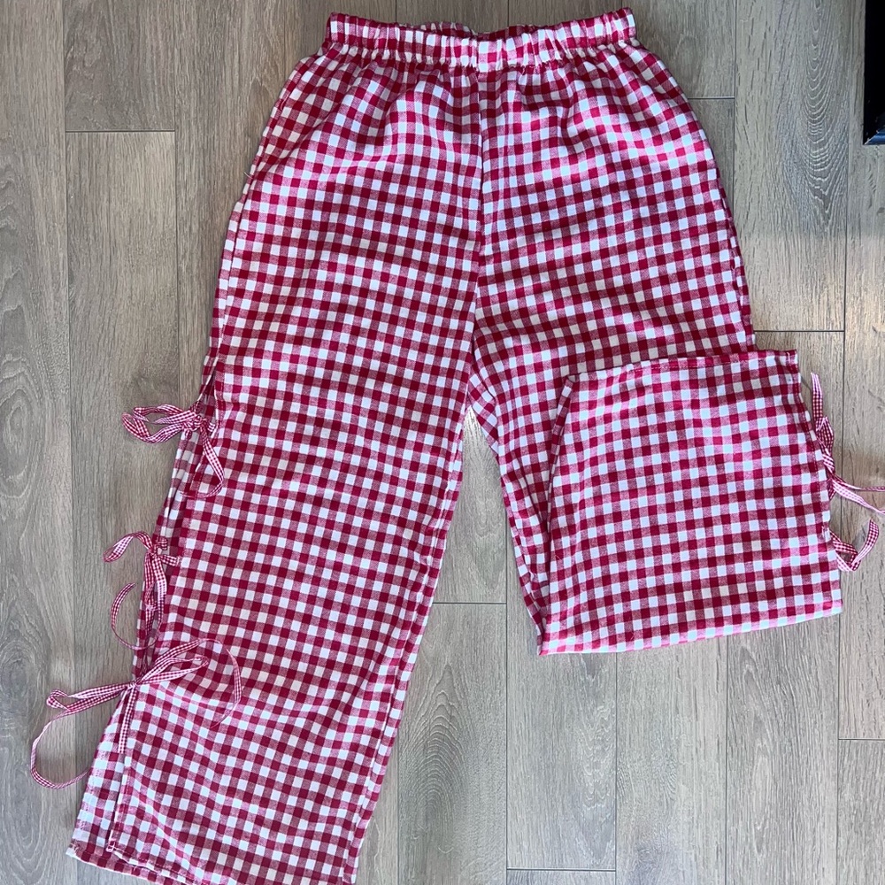 Red and White Gingham Pants